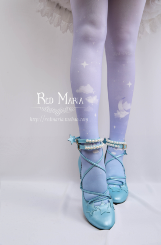 Red Maria - Gradient Starry 80D Velvet Lolita Tights