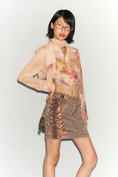 Tiger Side-Print Skirt