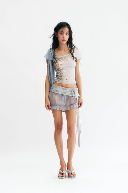 Sheer Wavy Mini Skirt