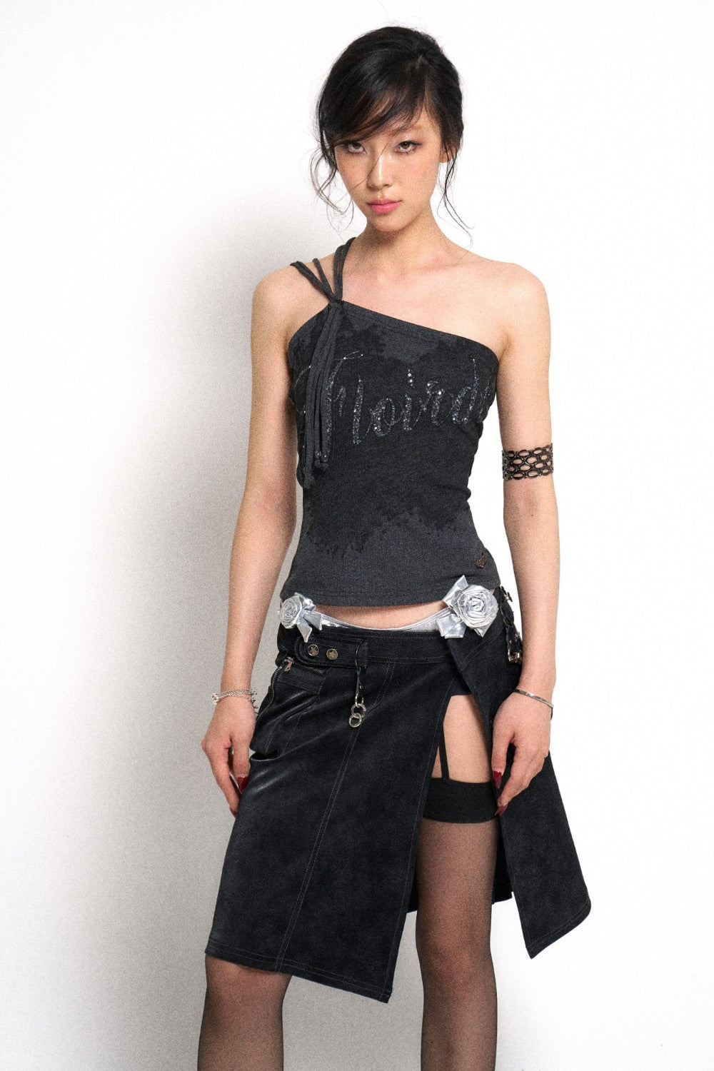 One-Shoulder Logo Top