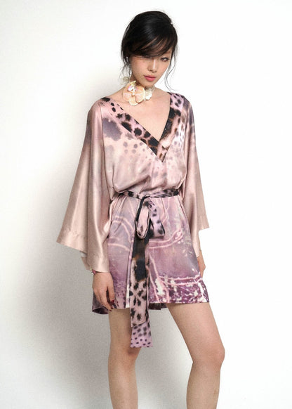 Satin Floral Leopard Robe
