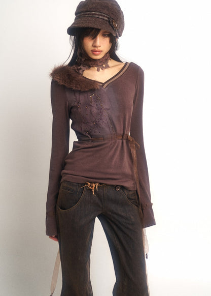 Embellished Off-Shoulder Shirt