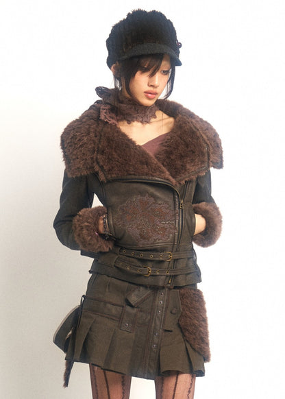 Embroidered Shearling Coat