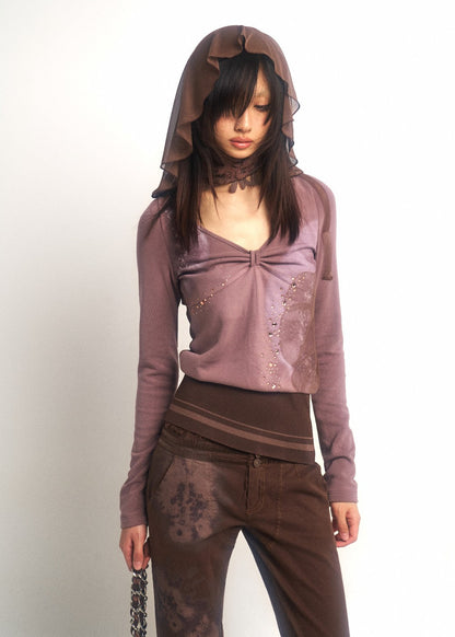 Rhinestone Mesh Shirt