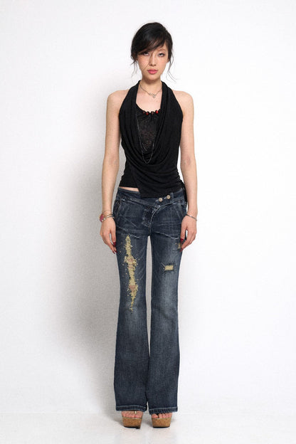 Noir Draped Chain Top