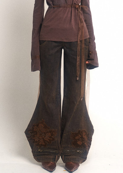 Embroidered Flare Pants