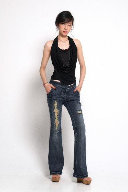 Ripped Retro Denim Jeans