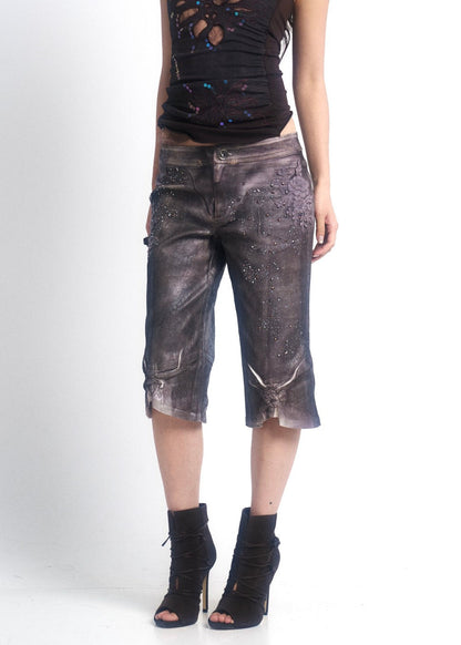 Metallic Rhinestone Capris