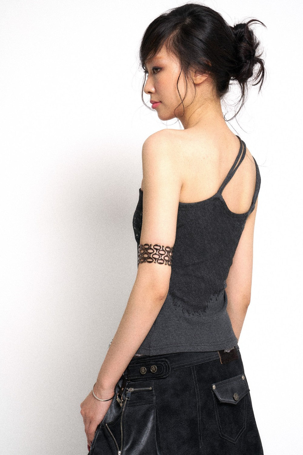 One-Shoulder Logo Top