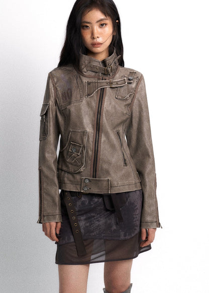 Light Buckled Leather Jacket