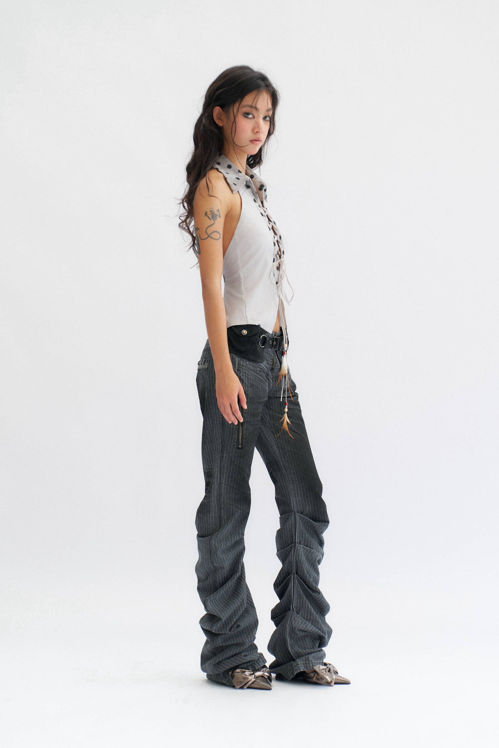 Lace-Up Polka Dot Top