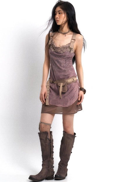 Layered Mesh Strap Dress