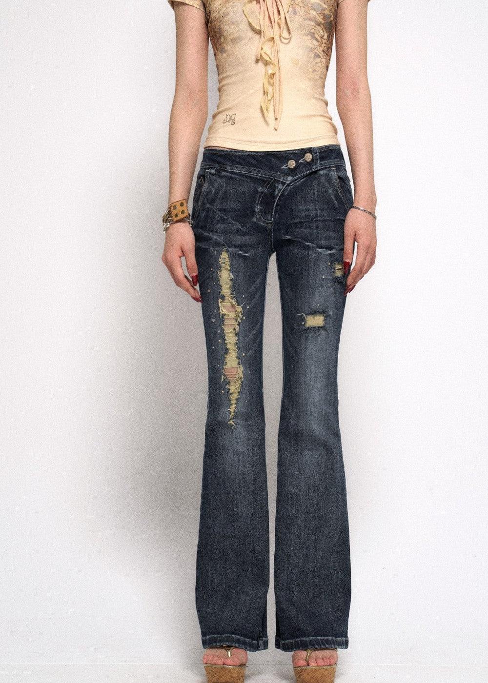 Ripped Retro Denim Jeans