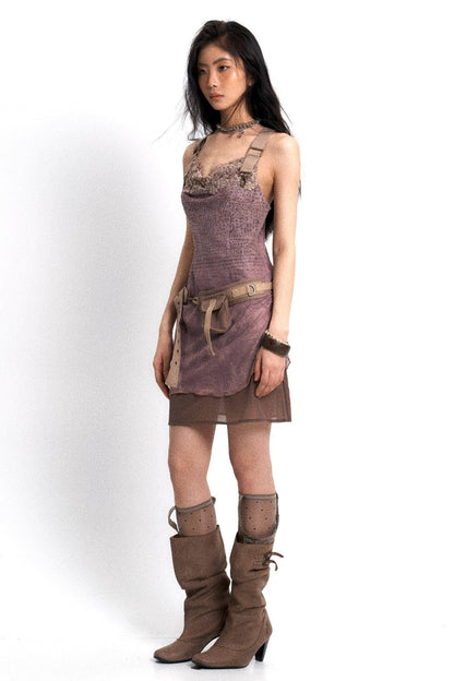 Layered Mesh Strap Dress