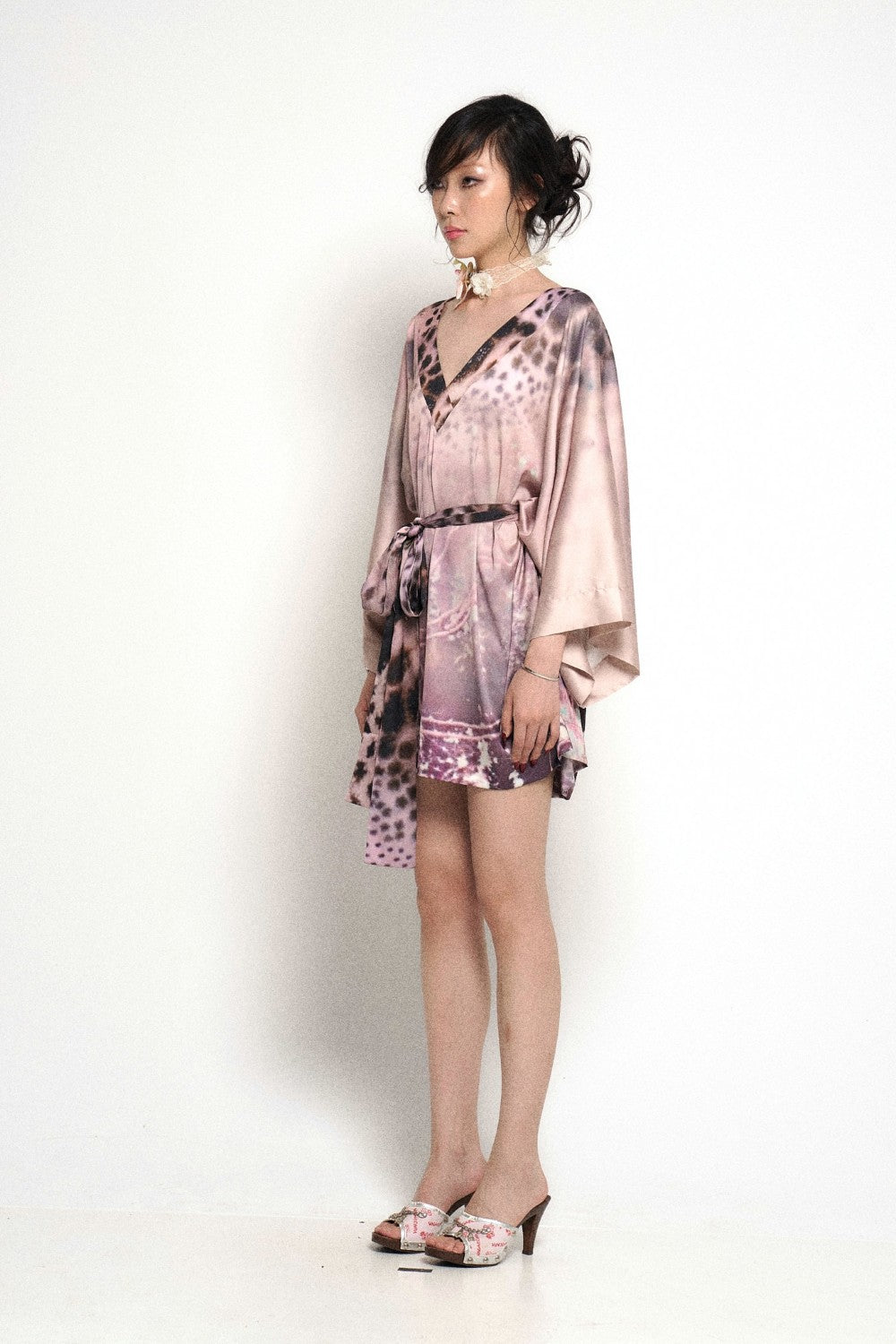 Satin Floral Leopard Robe