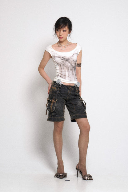 Retro Denim Cargo Jorts