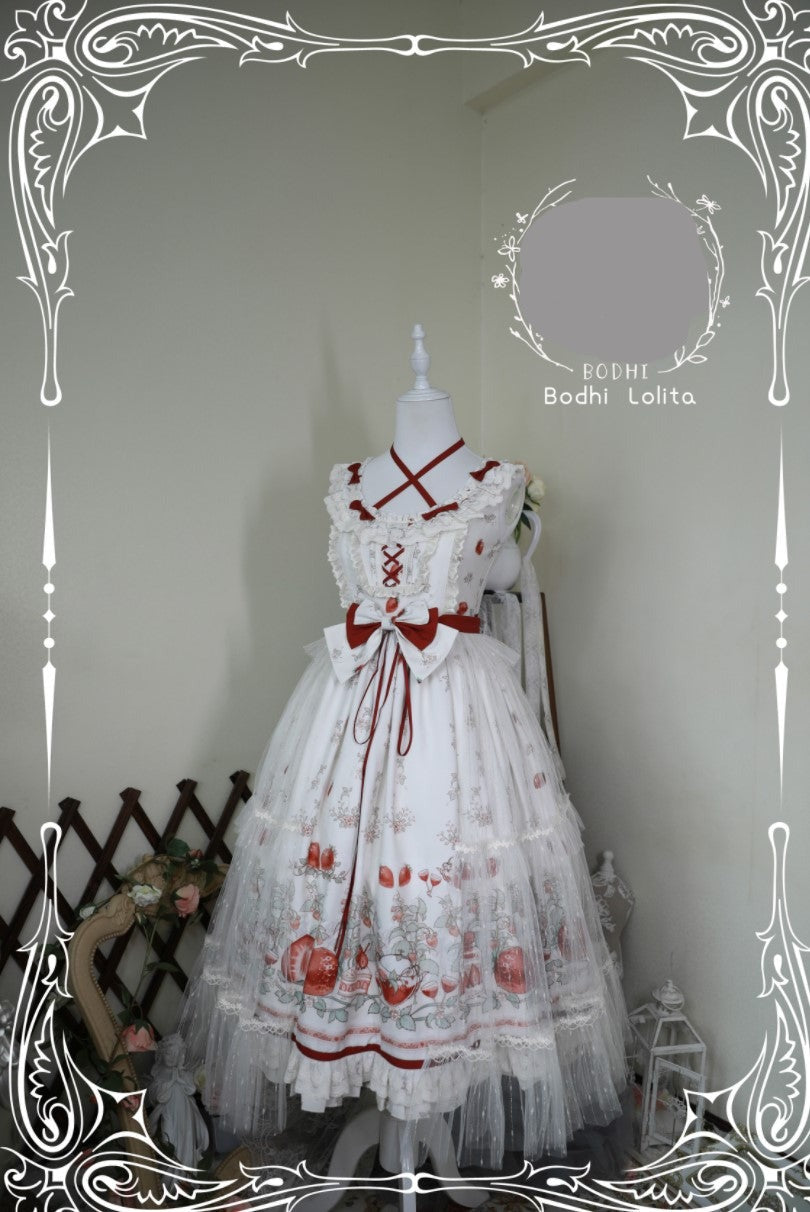Bodhi Lolita - Strawberry Fruit Tea SP - Apricot Sweet Lolita Jumper Dress