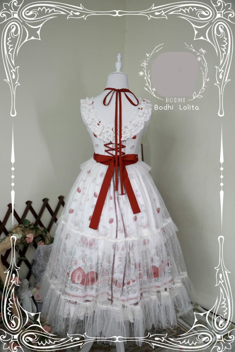 Bodhi Lolita - Strawberry Fruit Tea SP - Apricot Sweet Lolita Jumper Dress