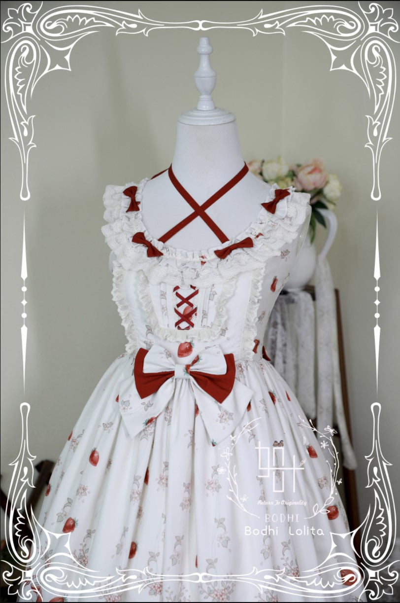 Bodhi Lolita - Strawberry Fruit Tea SP - Apricot Sweet Lolita Jumper Dress
