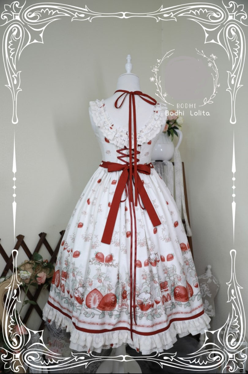 Bodhi Lolita - Strawberry Fruit Tea SP - Apricot Sweet Lolita Jumper Dress