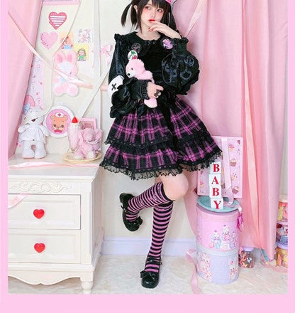 Roji roji - Striped Kawaii Lolita Calf Socks Multicolors