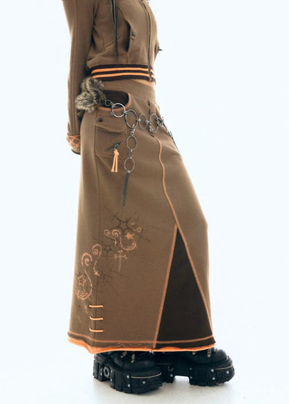 Retro A-Line Maxi Skirt