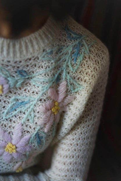 Wildflower embroidery retro knit