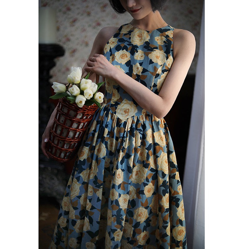 Rose flower crowd retro dress