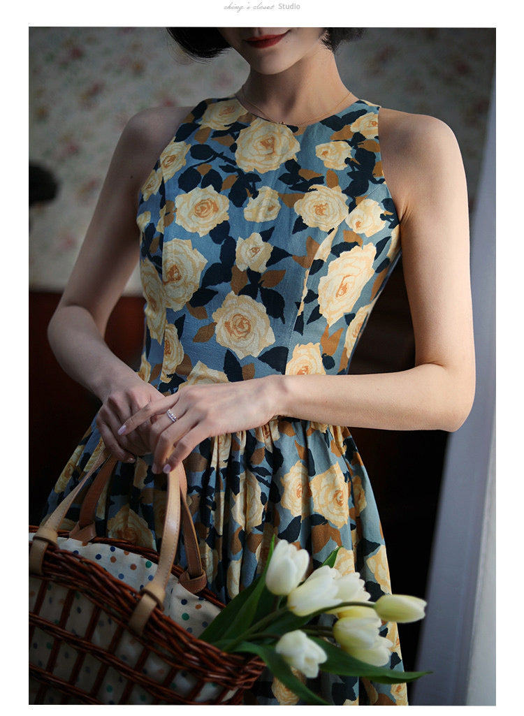 Rose flower crowd retro dress