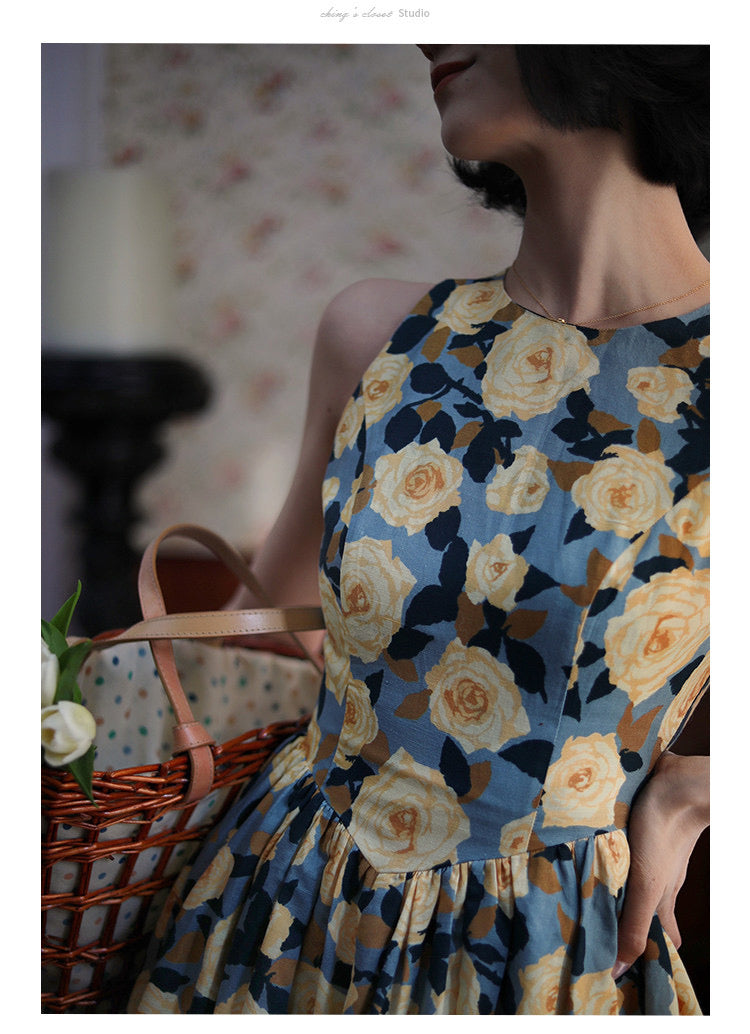 Rose flower crowd retro dress