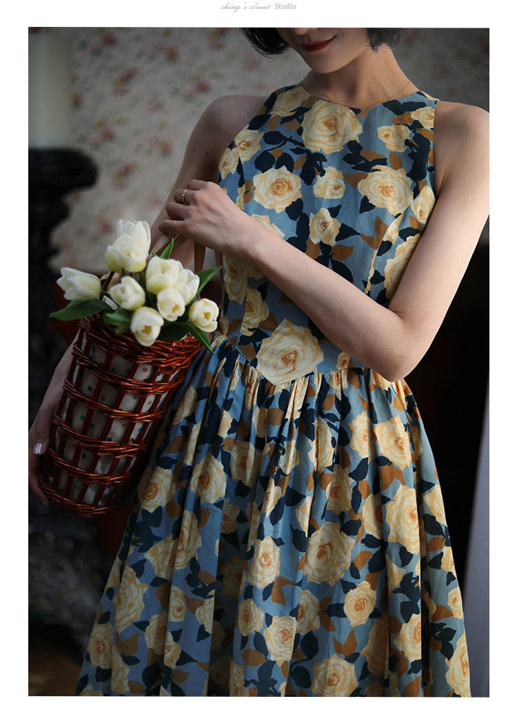 Rose flower crowd retro dress