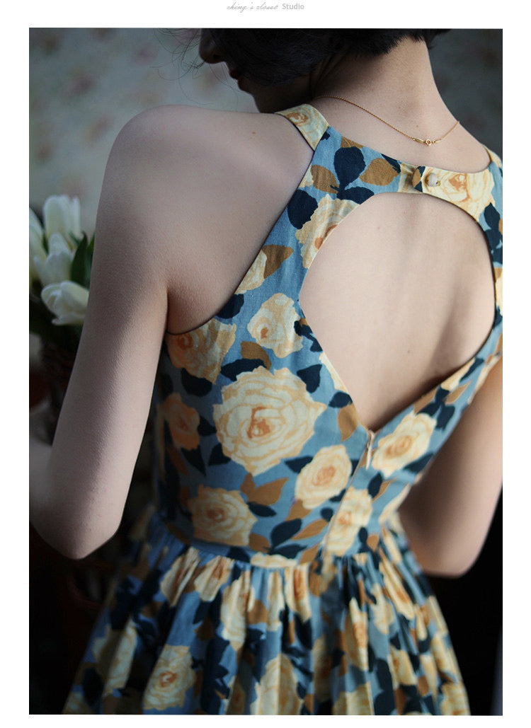 Rose flower crowd retro dress