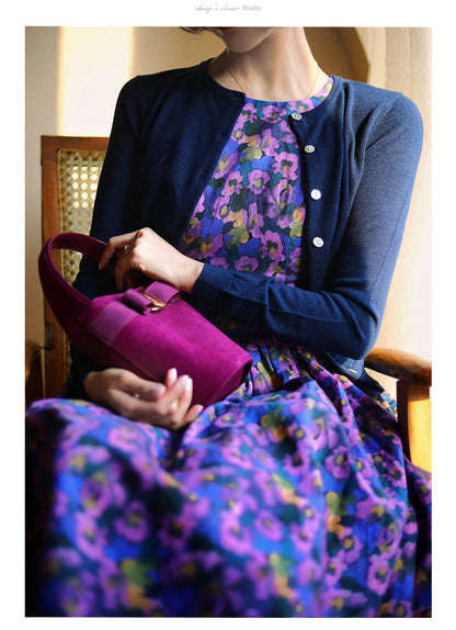 Purple Blue Bouquet Retro Dress