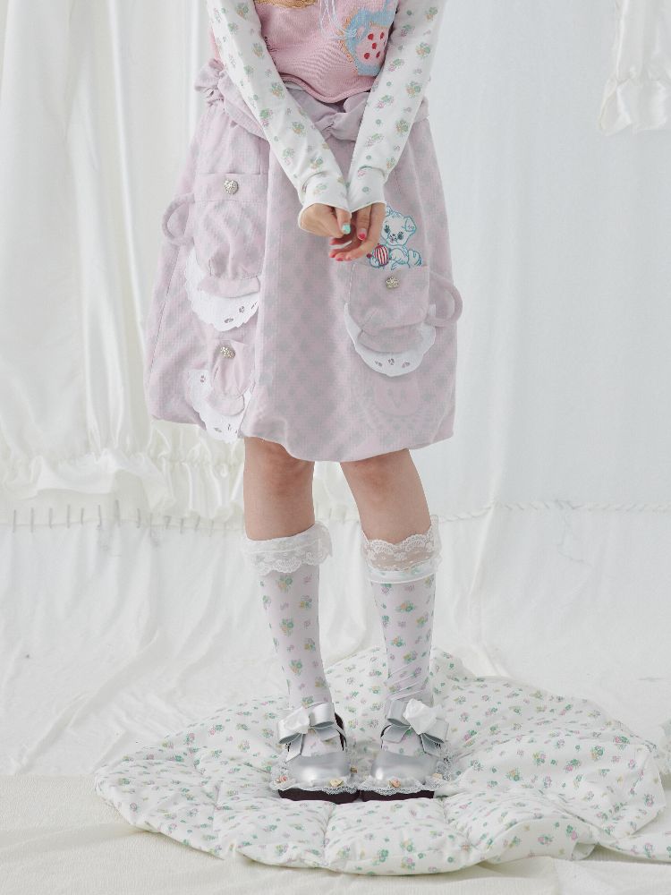 Floral Print Lace Lace Mid Calf Socks【s0000004643】