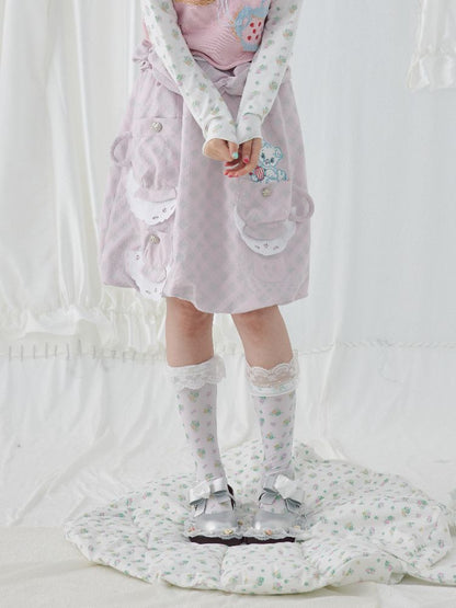 Floral Print Lace Lace Mid Calf Socks【s0000004643】