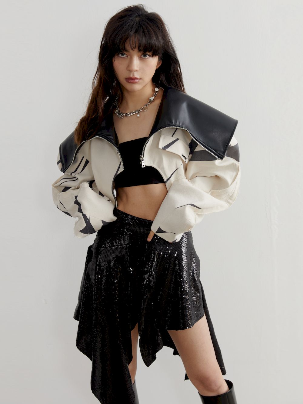 Sequin Asymmetry Nichi Conspicuous Skirt