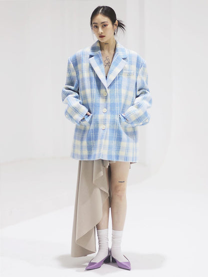 Checked Retro Wool Refreshing Short-Coat