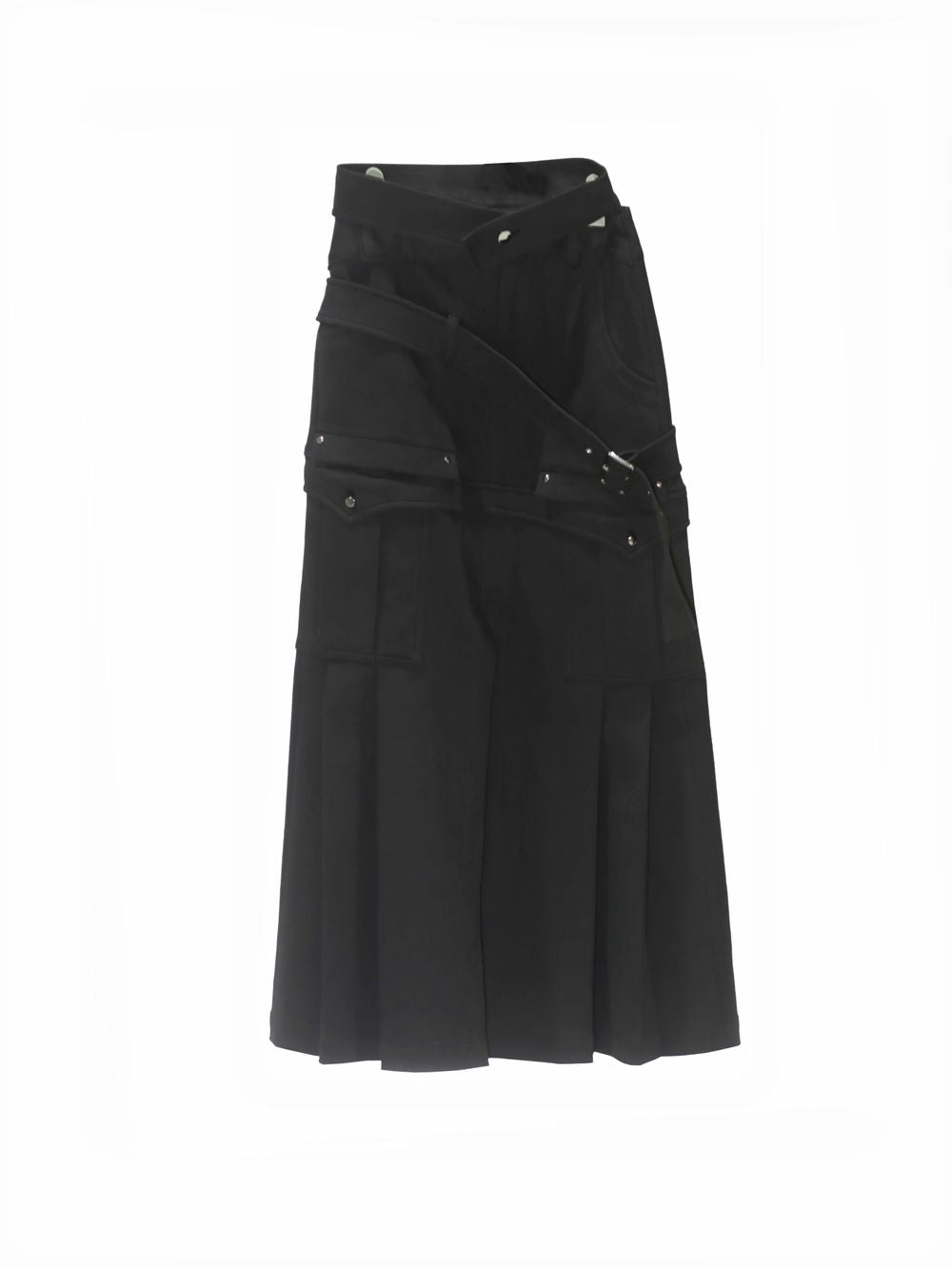 Long Nichi Belt Pleats Casual Skirt