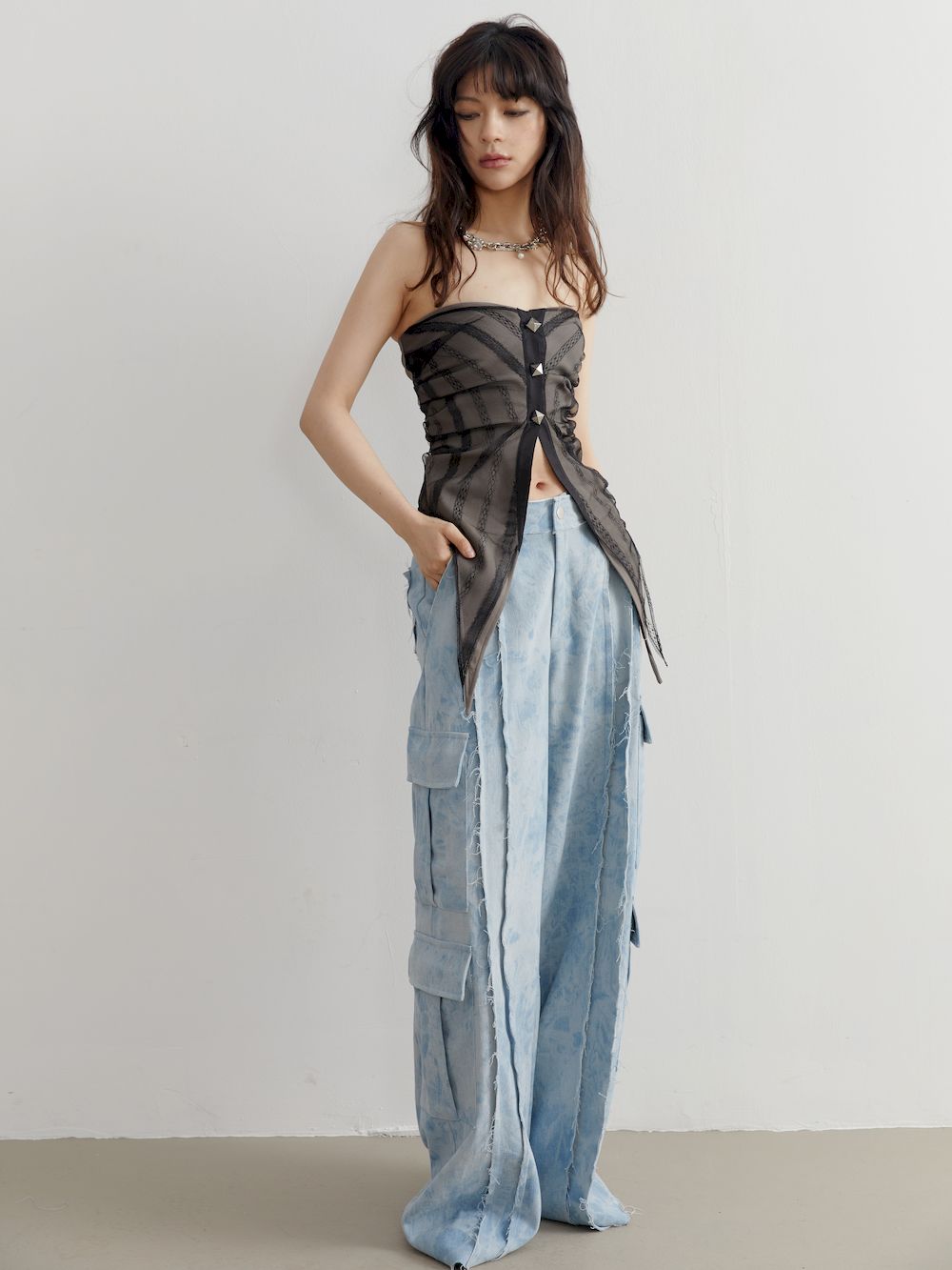 Refreshing Wide-leg Tie-dye Cut-off Pants