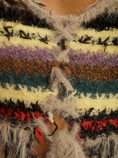 Mixed yarn interweaving stripes sweater【s0000006008】