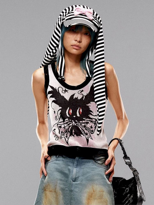 Striped rabbit ears cap【s0000009410】