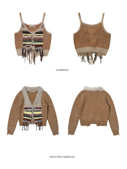 Mixed yarn interweaving stripes sweater【s0000006008】