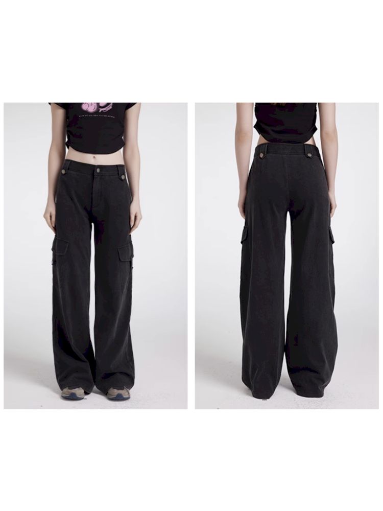 Washed do old sports peplum pants【s0000007172】