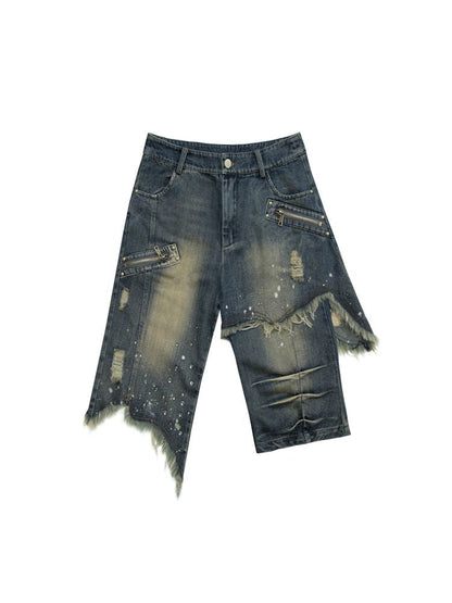 Punk street washed and worn wide-leg jeans【s0000008127】