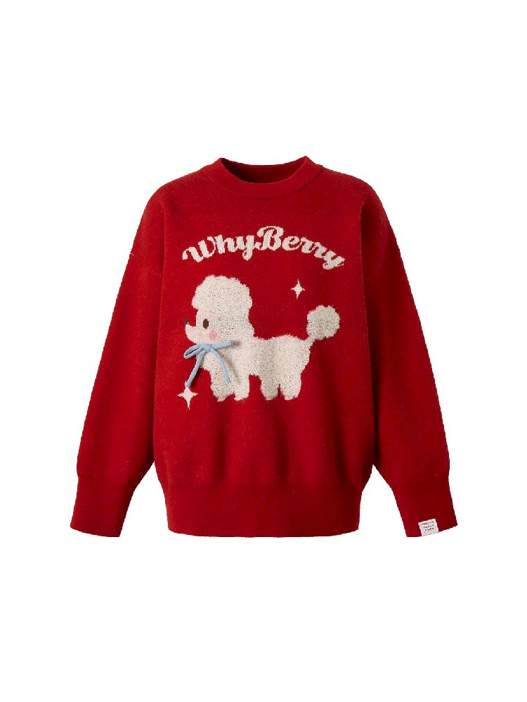 Red puppy cartoon sweater【s0000005778】