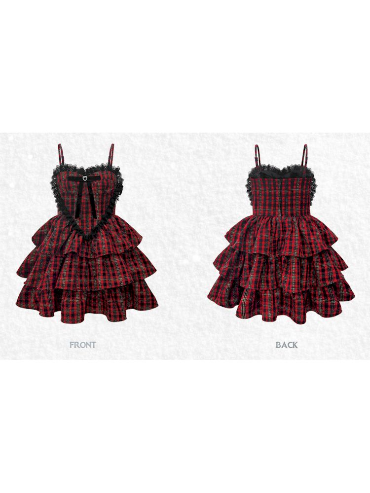 Checkered Love Puffy Cake Dresses【s0000006048】