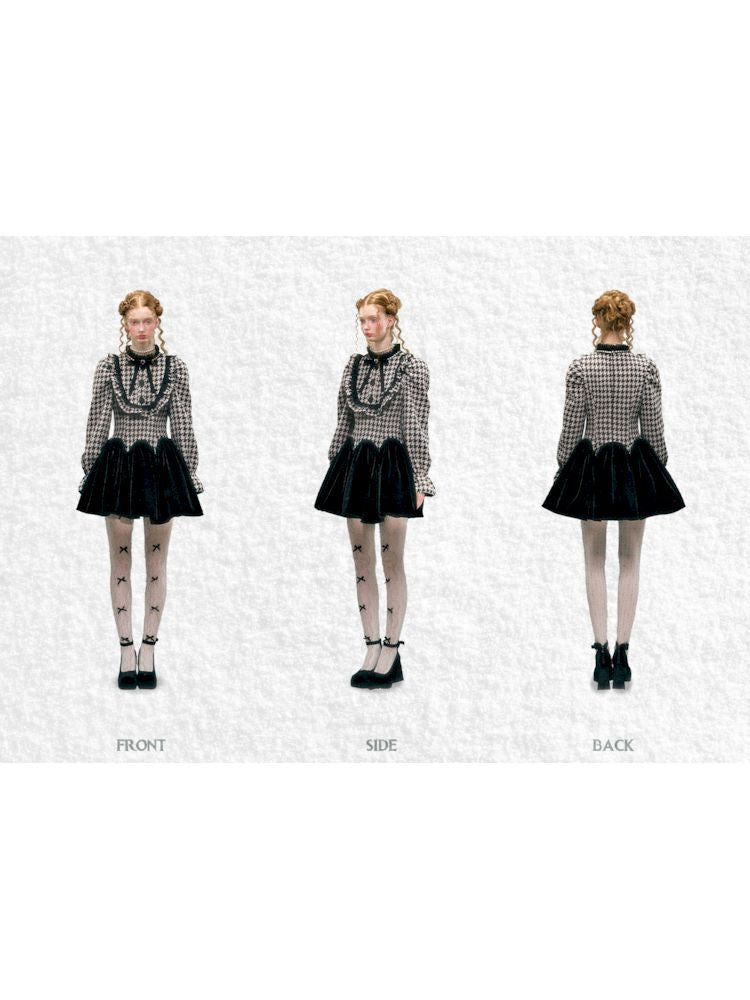 Rhinestone bow waist long sleeve dress【s0000006038】