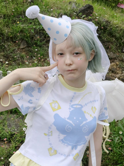 White Angel Cute Printed Girls T-Shirt【s0000009092】