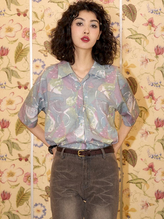 Magic Gallery" Printed Short Sleeve Shirt【s0000008864】"