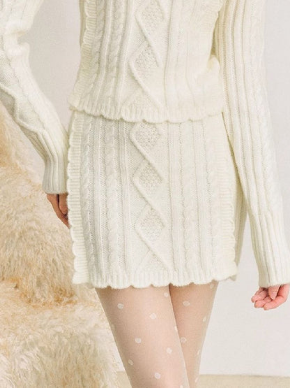 Knit Lace Set Soft Twist Sweater【s0000005282】